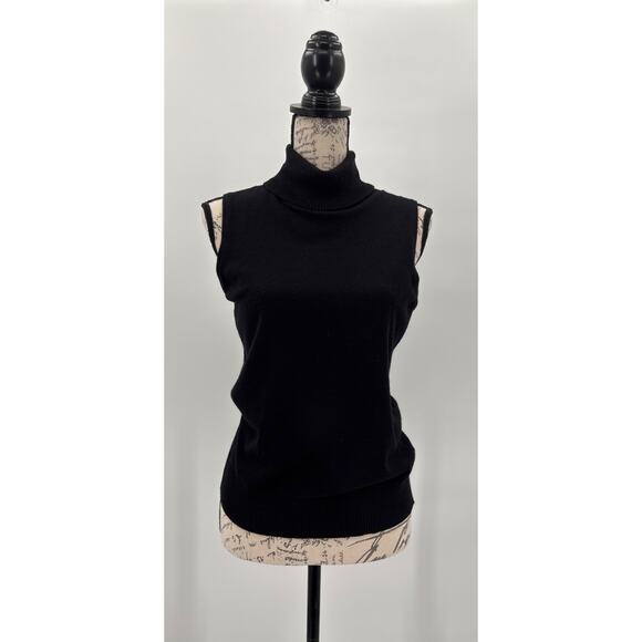 B2 Cable & Gauge Sleeveless Turtleneck Sweater Womens Small Black Knit Layering - Picture 3 of 6